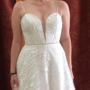 Wedding dress w/ corset back and drop neckline